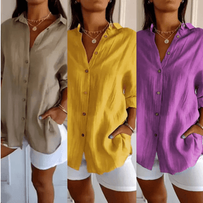 Kit 3 Camisas Ibiza em Linho de Algodão – Design Semi Plissado