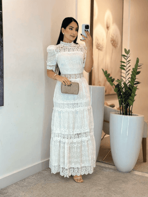 Vestido Laser com Guipir