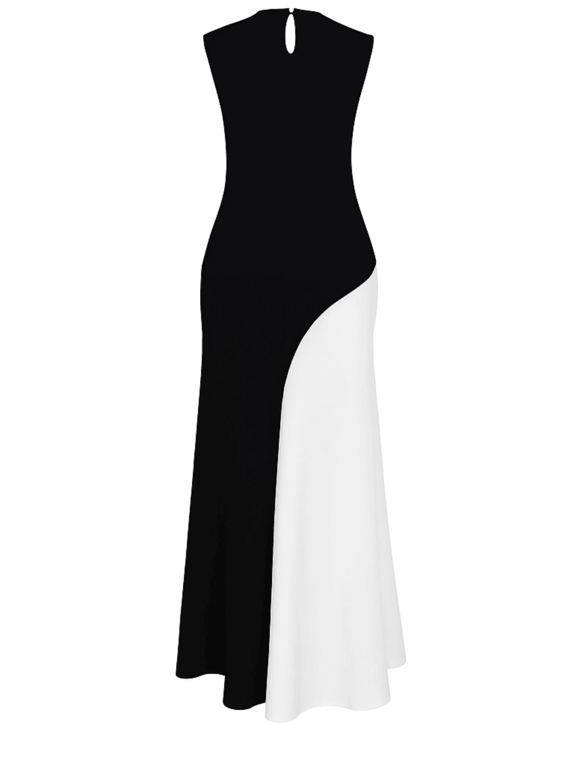 Vestido Longo Sem Mangas com Design Bicolor Diagonal Elegante - Alane